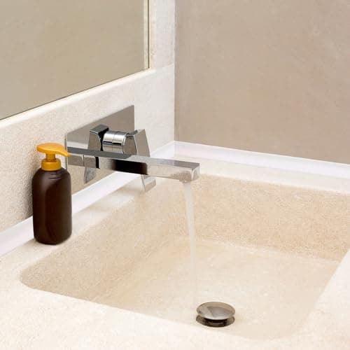 BORISCA Seuil de Douche Blanc pour évier, Étanchéité Autocollante et Silicone Pliable Barrière d'Eau 3m Salles de Bains