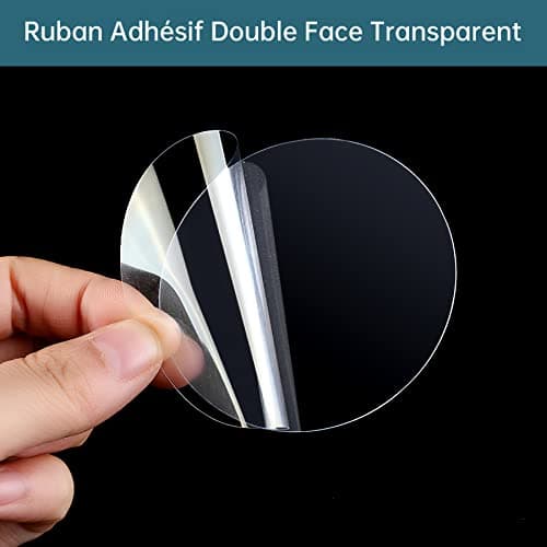 Double Face Rond Extra Fort, Ruban Adhésif Réutilisable 24 pcs Transparent Lavable