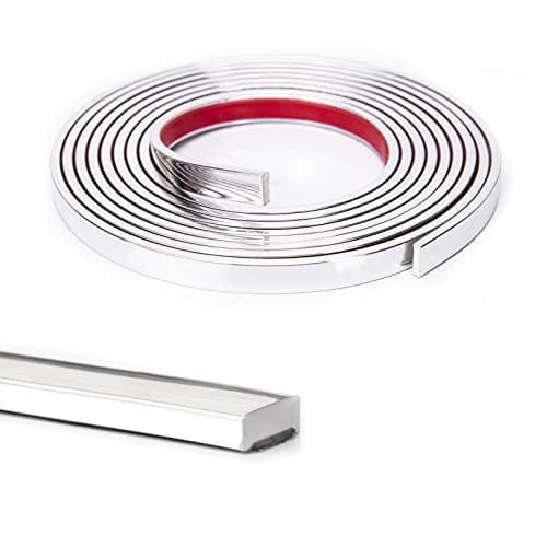 Art3d Moulure Flexible en Vinyle Noir pour Bords de Carrelage Mural et Cadre de Miroir - Cuisine et Crédence - 9,1 m — Acier Inoxydable