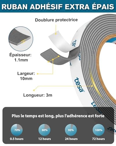 Emitever Ruban adhésif double face extra fort 06311 - Puissant et polyvalent - Idéal pour tous vos projets intérieurs et