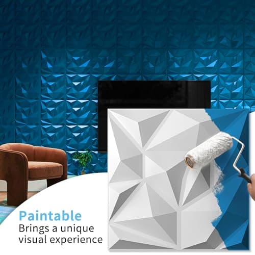 Art3d Lot de 20 panneaux muraux 3D blancs pour salon et jeux vidéo - PVC, 30 x 30 cm, décors trendy pour mur TV et décor