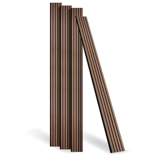 Panneaux muraux acoustiques 3D en chêne Dollar Boss pour bureau, chambre à coucher et cuisine, 240 x 60 cm, panneaux mur — noix