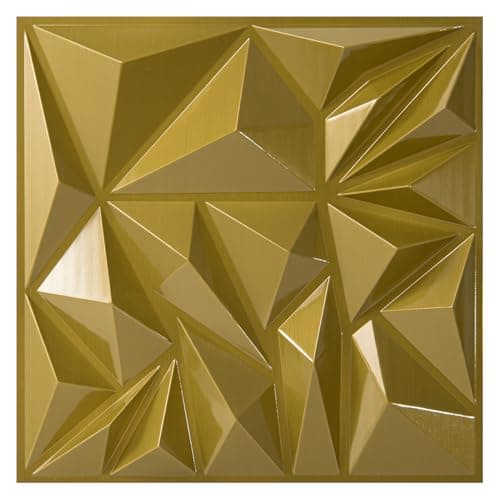 Art3d Lot de 33 panneaux muraux 3D doré pour décoration intérieure, panneaux texturés en losanges ideal pour salon et ar — Doré