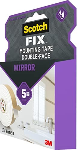 Scotch-Fix Ruban de Montage Double-Face pour Miroirs - Pour Intérieur - Salles de Bain, Cuisines - Céramique, Bois, Méta