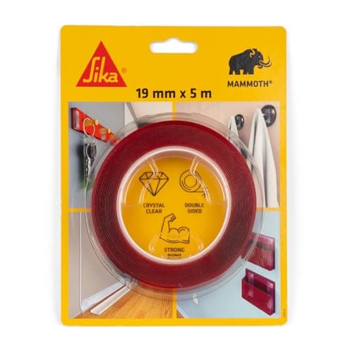 Ruban adhésif double face extra fort SikaBond Mammoth Crystal - Fixation rapide - Intérieur et extérieur - 5m