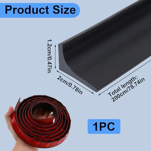 Bande de Seuil Silicone MxyVrix 200 cm Étanche Installé Facilement Noir