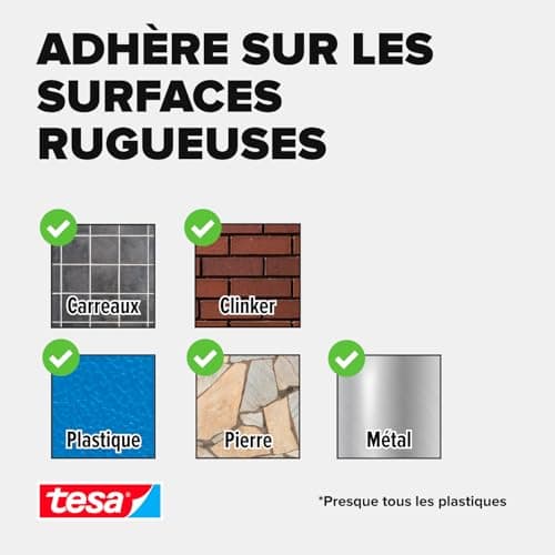 Tesa Fixer Objets Spécial Extérieur Résistant aux UV et à l'Humidité - Ruban Adhésif Double Face Pour l'Usage Extérieur