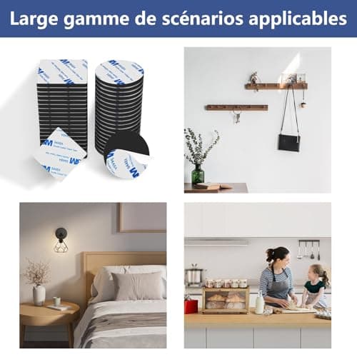 Kinoco - Autocollants Puissants pour Maison et Décoration - Adhésif Fort (20 pcs 4 cm x 3 mm cercles | 20 pcs 4 cm x 4 c