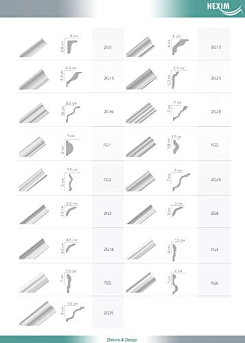 HEXIMO moulures murales modernes Blanc (2 mètres) pour décoration intérieure (Baguettes stuc FG3)