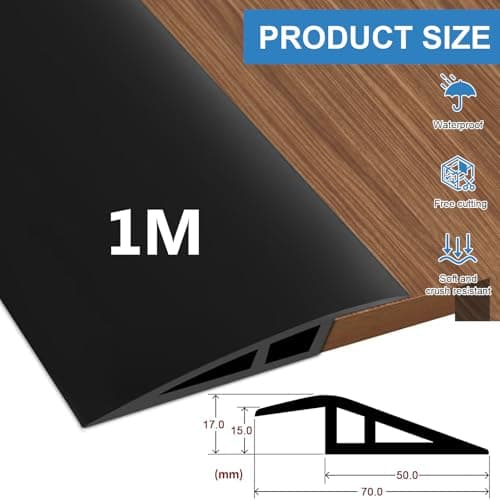 Barre de seuil adhésive 1M*7CM noir pour hauteur de seuil 10mm à 15mm