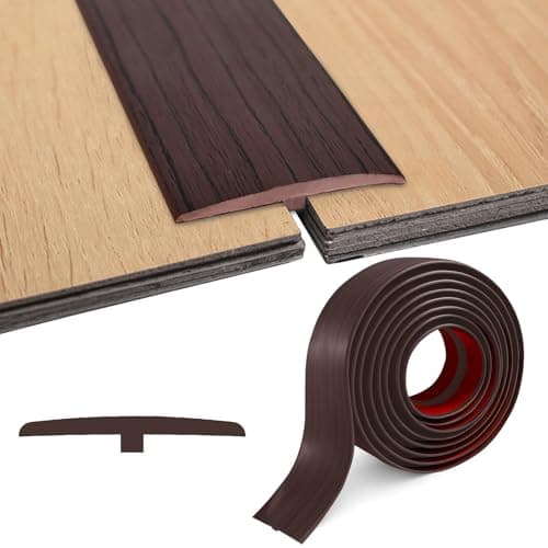 Barre de Seuil Adhésif PVC, Large 5cm x 3m, Pour Sol Stratifié, Idéal pour Espaces Entre Dalles, Facilement Flexible et — Noyer noir