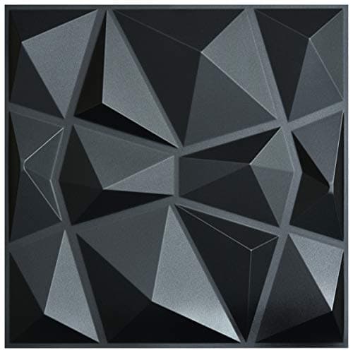 Art3d Panneaux Muraux Texturés 3D Noir Salon Darling, Dalle Murale Décorative Brique Effet 50 x 50 cm 3m²
