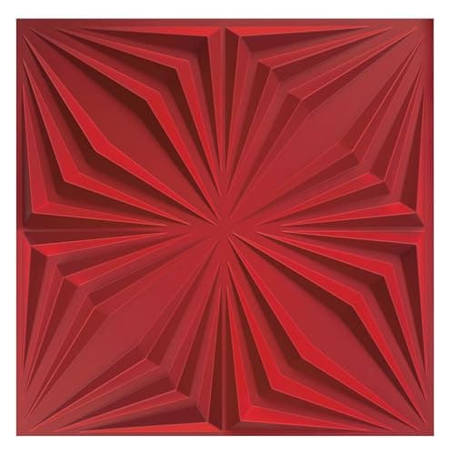 Deco 3D Mur & Plafond Salle de Jeux, Panneaux Mural & Plafond 3D 30cm x 30cm, Revêtement Mural PVC, design Salle de Jeux — D126 Rouge