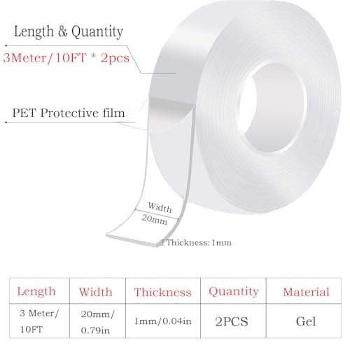 6M Double Face Transparent Lavable Nano Tape Extra Fort Multifonctionnel Réutilisable Amovible Traceless Antidérapant Ge