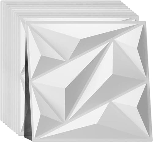 LeapBeast Lot de 12 Panneaux Muraux Texturés 3D pour Salon - Décoration Murale Intérieure en Blanc PVC - Idéal pour Déco — S188