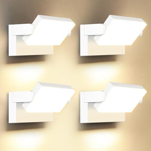 LEDMO 60W Applique Murale Extérieur/Intérieur Étanche IP65 pour Terrasse et Jardin avec Panneau LED Pivotant à 360° — 4 Pack Blanc 60w-3000k
