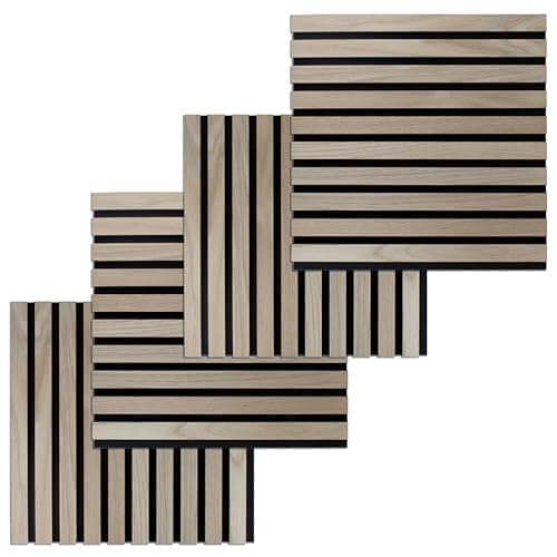 PROVISTON panneaux muraux acoustiques 3D pour salle de conférence Couleur chêne naturel Dessous en feutre 400 x 400 x 21