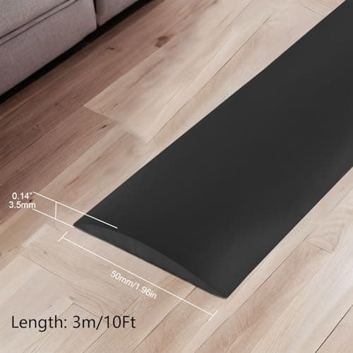 Rail de transition en vinyle autocollant Profil de transition noir, bandes de revêtement de sol en grain de bois (5 cm ×
