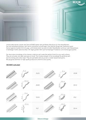 HEXIMO moulures murales modernes Blanc (2 mètres) pour décoration intérieure (Baguettes stuc FG3)