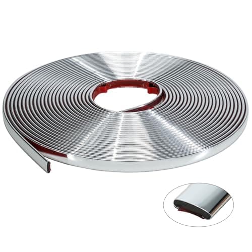 JSIWOTH 3M Moulure Auto-adhésive Blanc PVC Étanche, Finissage Mur et Carrelage pour Fenêtres, Portes et Miroirs - LARG.: — Argent Brillant