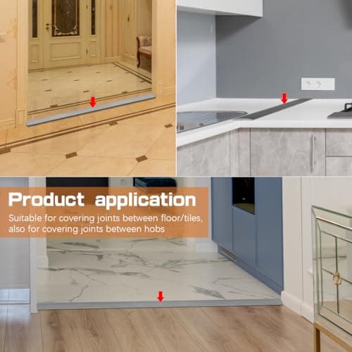Barre de seuil adhésive PVC profilé de transition sols Gris pour carrelage 60x5cm AdhésifCompatible avec la porte