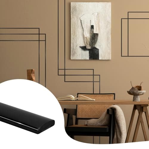 JSIWOTH 3M Moulure Auto-adhésive Blanc PVC Étanche, Finissage Mur et Carrelage pour Fenêtres, Portes et Miroirs - LARG.: — Noir Brillant