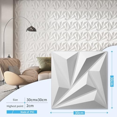 Art3d Lot de 20 panneaux muraux décoratifs 3D blancs en PVC | Intérieur | Décoration murale | Faciles à installer | 30 x