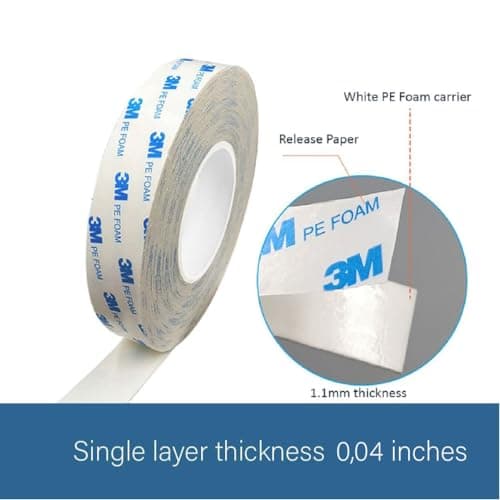 3M DPM Tapes - Ruban Adhésif Double Face 1600T 9 mm x 3 m Pour Intérieur et Extérieur, Étanche, Ruban de Montage Pour Ob