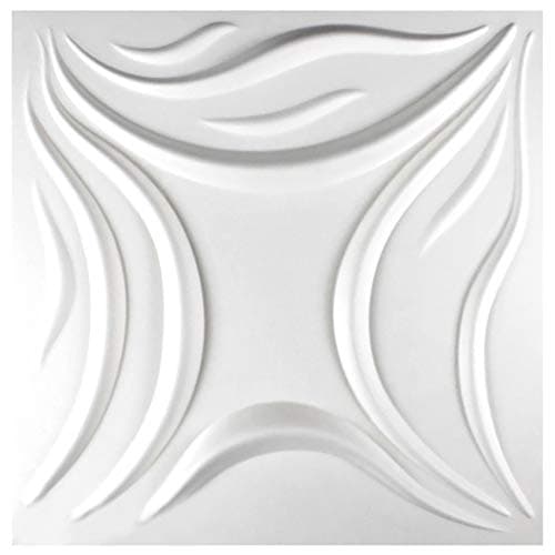 Panneaux muraux 3D canne à sucre & fibre de bambou blanc 100% naturel - Panneaux de revêtement mural (50x50cm BLADED, 2m — Mavis - 50x50cm