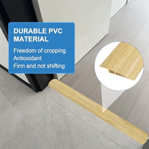 Barre de Seuil Auto-adhésive PVC 1m x 5cm, Rampe de Transition pour Portes (Grain de Bois Clair) pour Rattrapage de Nive