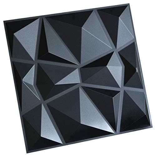 Art3d Panneaux Muraux Texturés 3D Noir Salon Darling, Dalle Murale Décorative Brique Effet 50 x 50 cm 3m²