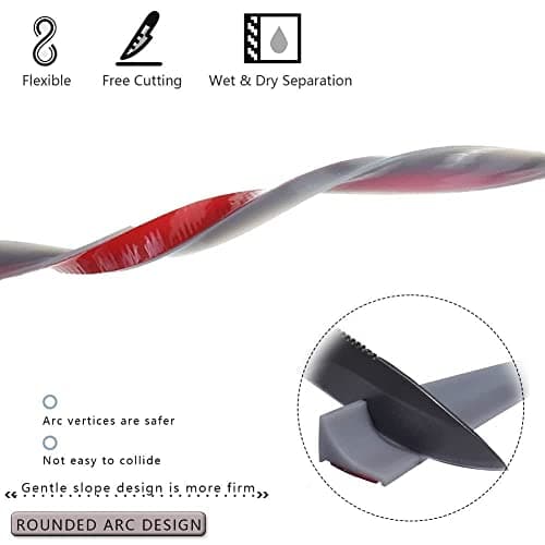 Bandes d'étanchéité silicone Gris pour seuil de douche (deux côtés adhésifs) Barrière d'eau efficace pour bordure de bai