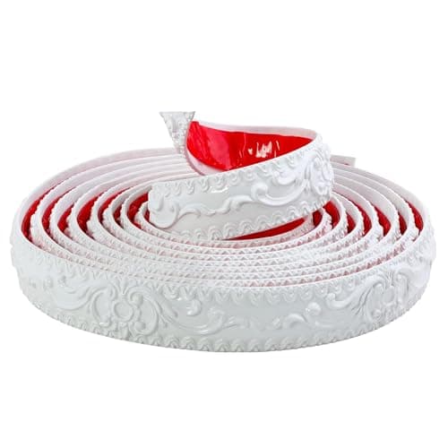 TECDW Blanc Avec De L'Or 3,6cm W Peler Et Moulure Murale 6 Mètres Auto-adhésif pour Miroir et Décoration Murale — Blanc
