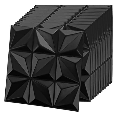 LOPYXBR Panneaux muraux 3D Blancs + Lot de 20 Panneaux Muraux 3D en Polystyrène - Idéaux pour décoration de Plafond et M — Noir
