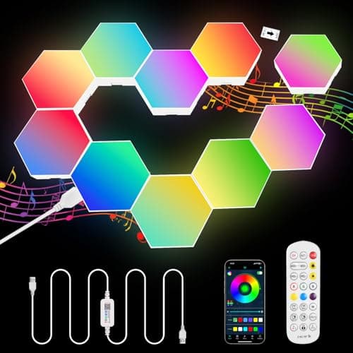 Lampe LED URAQT Hexagone Smart RGB 16 Millions Couleurs pour Jeu et Décoration Murale — 10pcs