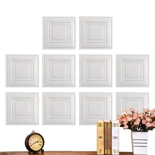 Panneaux Muraux 3D Autoadhésifs Imperméables 35x35 cm pour Chambre et Salon Décor Amovible Motif Briques 10 Pièces