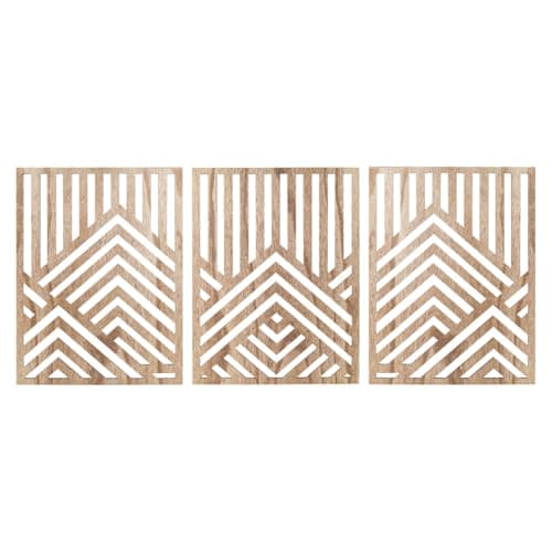 Jinzhenhong Panneaux d'art mural moderne en bois de montagne pour salon et chambre à coucher (marron clair)