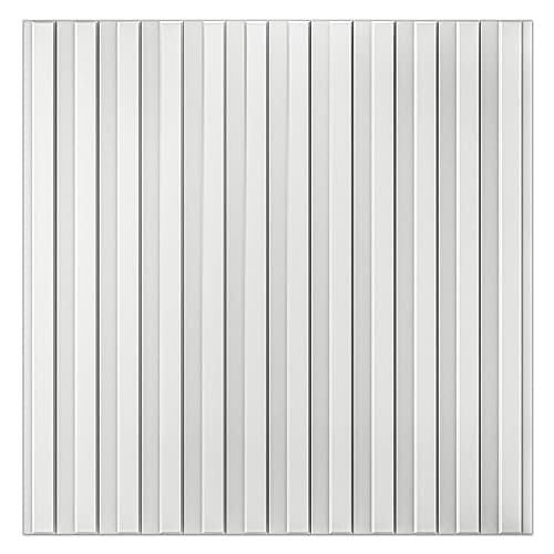 Art3d Panneau mural chêne Lot de 12 3D texturé cannelé, 50x50cm pour salon et chambre — Blanc