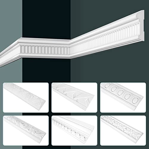 GRAND DECOR CR929 Lot de 2 moulures murales en stuc plates style baroque en polyuréthane blanc pour salon d'appartement