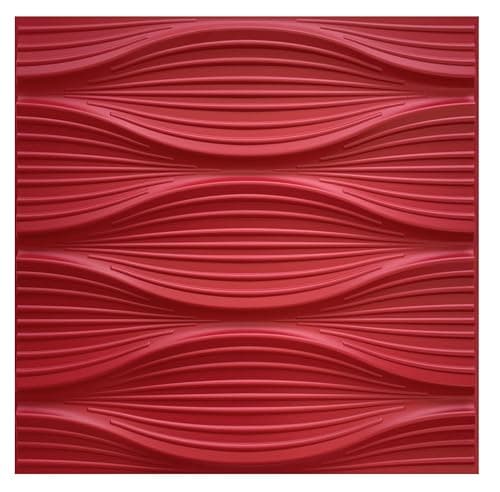 Deco 3D Mur & Plafond Salle de Jeux, Panneaux Mural & Plafond 3D 30cm x 30cm, Revêtement Mural PVC, design Salle de Jeux — D130 Rouge