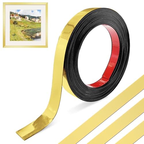 MeYuxg Moulure Adhesive Or Brillant, Flexible et Inoxydable pour Cadres de Miroirs et Plafonds, Facile à Coller et Étanc