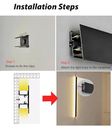 LED black molding light canal pour mur, diffuseur décoratif à DEL pour bande lumineuse, idéal pour chambre à coucher et