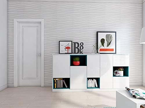 Art3d Panneau Mural 3D Blanc Salon Bureau chambre 50x50cm 3m² Dalle Décorative Motif Vogue