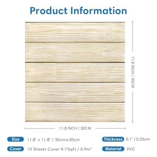 COMSTICKC Panneaux Muraux 3D Adhesif Bois Clair pour Décoration Intérieure, Idéal pour Bureau et Salon, Faciles à Instal