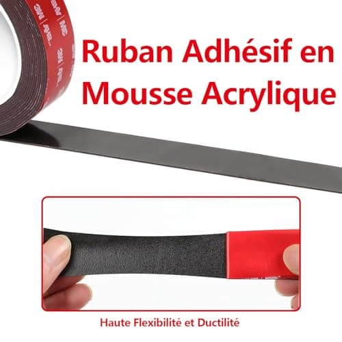Ruban Adhésif Double Face Kinoco 3mx20mm Fort Imperméable pour Décoration DIY Auto Bande LED