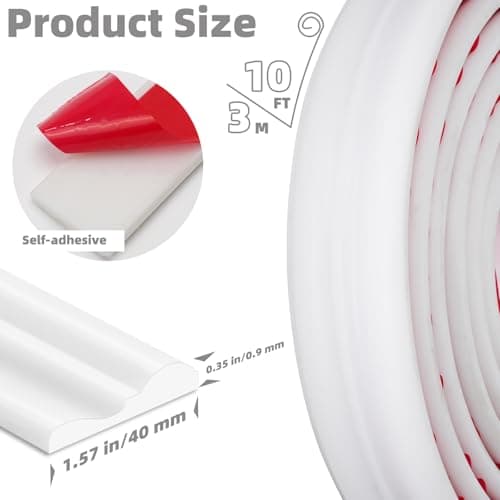 JSIWOTH Moulure Murale Autoadhésive FlexIBLE - Décoration Intérieure & Protection des Murs - Blanc(3m x 4cm)  
JSIWOTH P