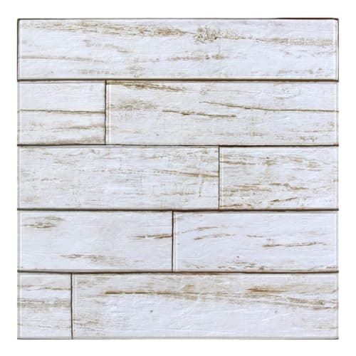 Murales 3D COMSTICKC Imitation Bois Hellgrau 10 Pièces 30x30cm Rétro Imperméable — Blanc Vintage
