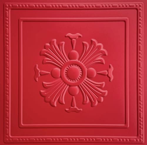 Deco 3D Mur & Plafond Salle de Jeux, Panneaux Mural & Plafond 3D 30cm x 30cm, Revêtement Mural PVC, design Salle de Jeux — D050 Rouge