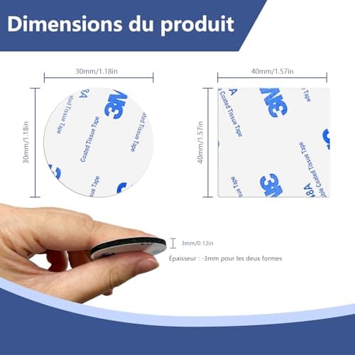 Kinoco - Autocollants Puissants pour Maison et Décoration - Adhésif Fort (20 pcs 4 cm x 3 mm cercles | 20 pcs 4 cm x 4 c