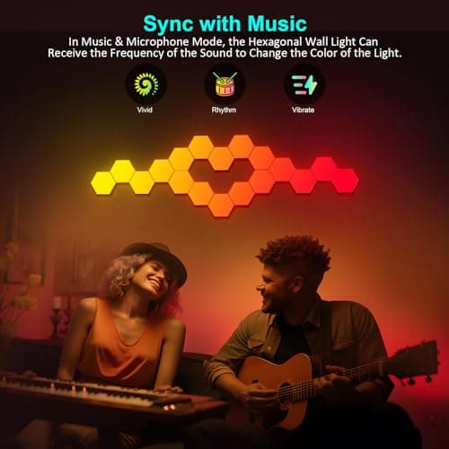 Panneau LED Hexagonal Smart Music Sync Lampe Murale App&Télécommande Contrôle Gaming Setup